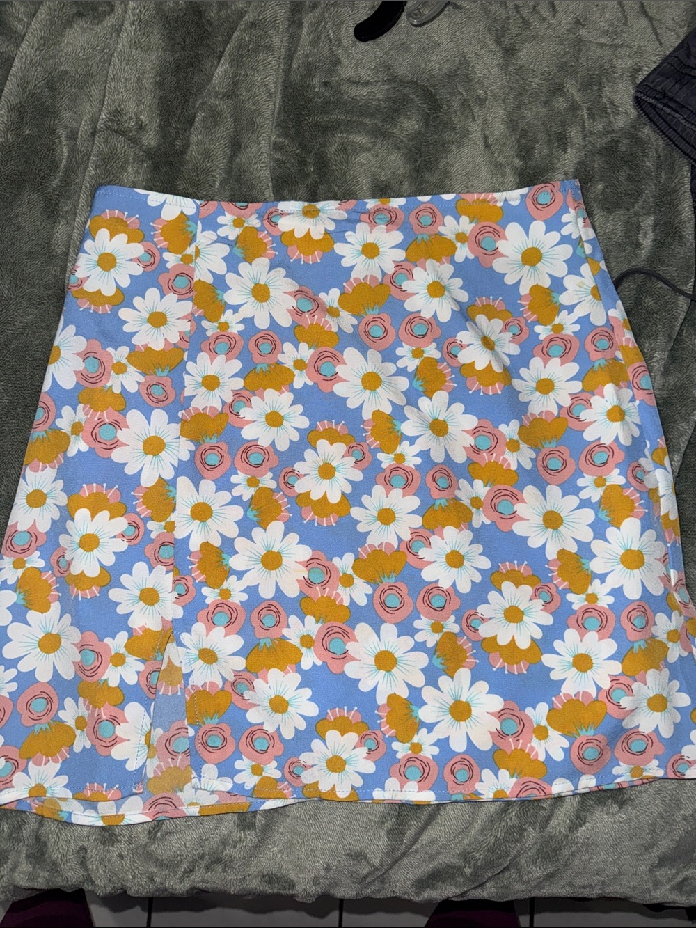 SHEIN Blue Floral Daisy Mini Skirt